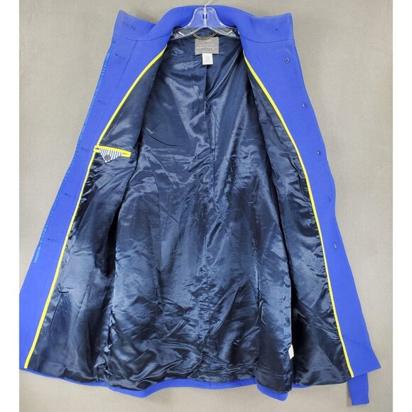 J.Crew Double Cloth Coat Size 4 Italian Fabric‎ Preppy Funnel Lady Belted Blue - Picture 3 of 9